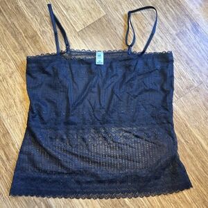 Vintage Gap Body Black Sheer Lace Cami Y2K 2004 Stretch Layering Tank